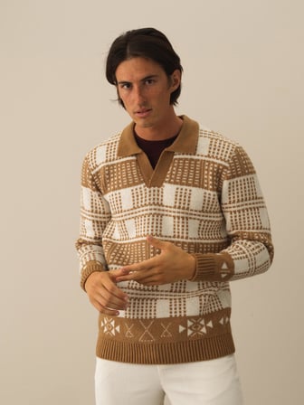 Xint Camel Lüks Pamuk Dokulu Regular Fit Kazak