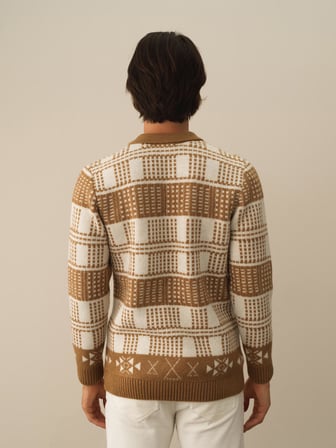 Xint Camel Lüks Pamuk Dokulu Regular Fit Kazak
