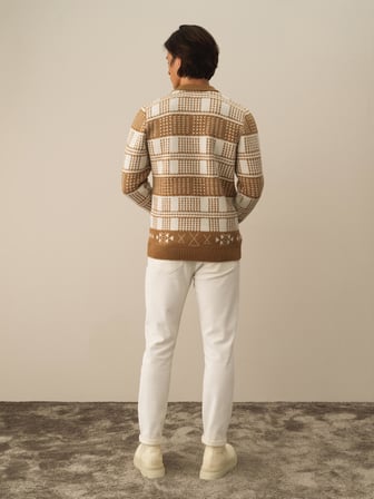 Xint Camel Lüks Pamuk Dokulu Regular Fit Kazak