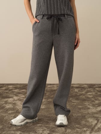 Xint Koyu Gri Pamuk Dokulu Oversize Pantolon