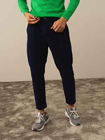 Xint Lacivert Pamuk Dokulu Regular Fit Jogger Pantolon
