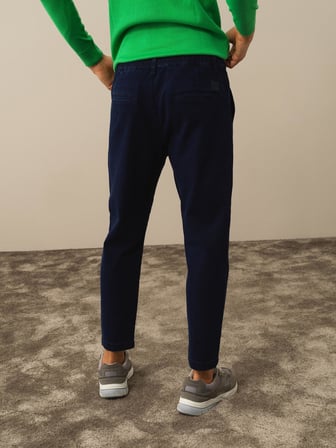 Xint Lacivert Pamuk Dokulu Regular Fit Jogger Pantolon