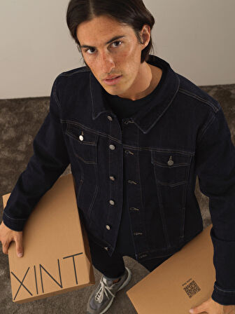 Xint Lacivert Pamuk Dokulu Regular Fit Ceket