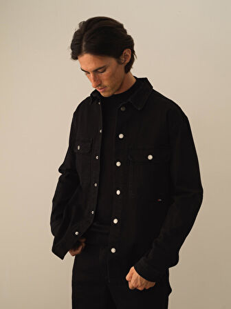 Xint Siyah Pamuk Dokulu Regular Fit Gömlek