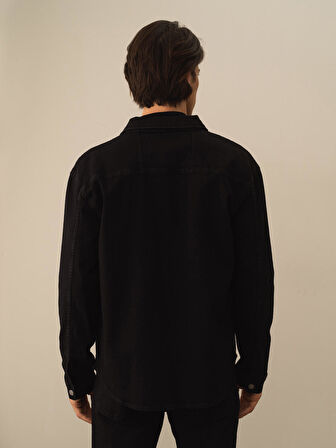 Xint Siyah Pamuk Dokulu Regular Fit Gömlek