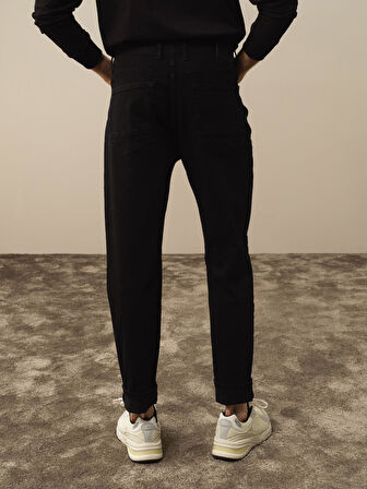 Xint Siyah Pamuk Dokulu Slim Fit Pantolon