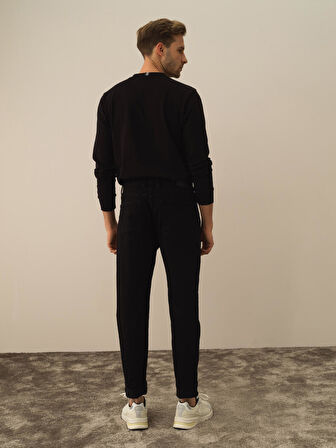 Xint Siyah Pamuk Dokulu Slim Fit Pantolon