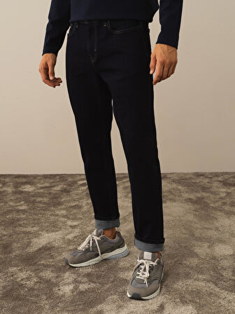 Xint Lacivert Pamuk Dokulu Slim Fit Pantolon