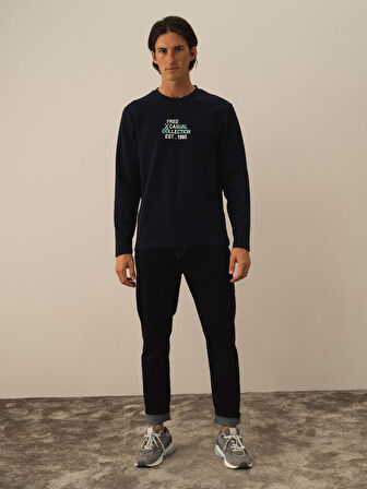 Xint Lacivert Pamuk Dokulu Slim Fit Pantolon