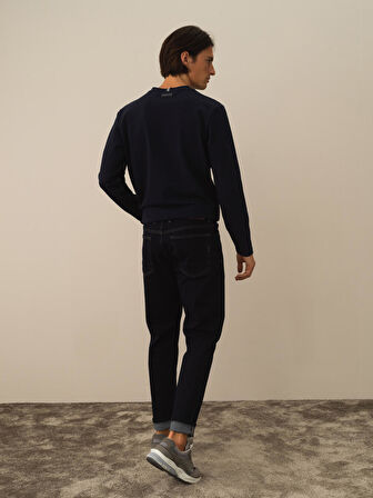 Xint Lacivert Pamuk Dokulu Slim Fit Pantolon