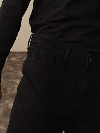 Xint Siyah Pamuk Dokulu Slim Fit Pantolon