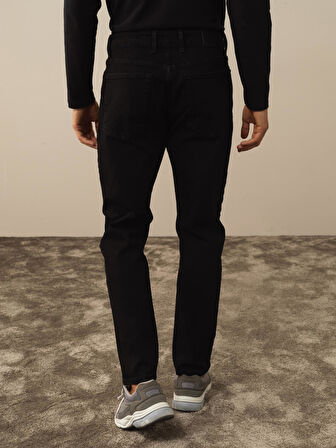 Xint Siyah Pamuk Dokulu Slim Fit Pantolon