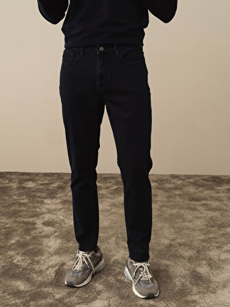 Xint Lacivert Pamuk Dokulu Slim Fit Pantolon