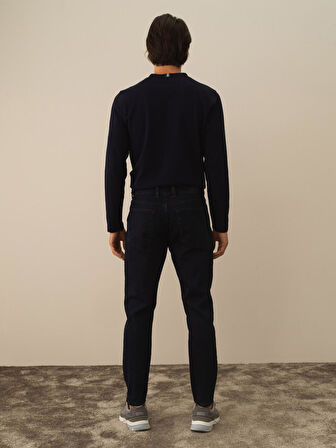Xint Lacivert Pamuk Dokulu Slim Fit Pantolon