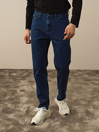 Xint Mavi Pamuk Dokulu Slim Fit Pantolon