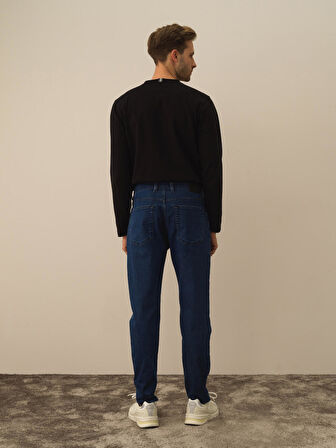 Xint Mavi Pamuk Dokulu Slim Fit Pantolon