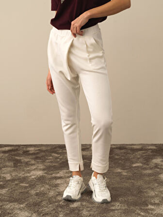 Xint Ekru Pamuk Dokulu Oversize Sweat Pantolon