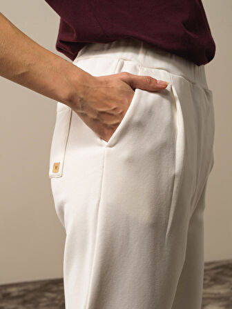 Xint Ekru Pamuk Dokulu Oversize Sweat Pantolon