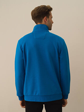 Xint Mavi Pamuk Dokulu Regular Fit Sweatshirt