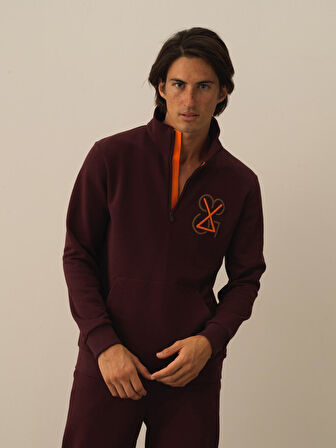 Xint Bordo Pamuk Dokulu Regular Fit Sweatshirt