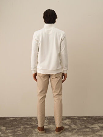 Xint Ekru Pamuk Dokulu Regular Fit Sweatshirt
