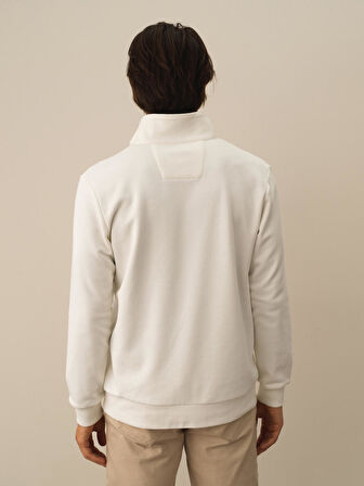 Xint Ekru Pamuk Dokulu Regular Fit Sweatshirt