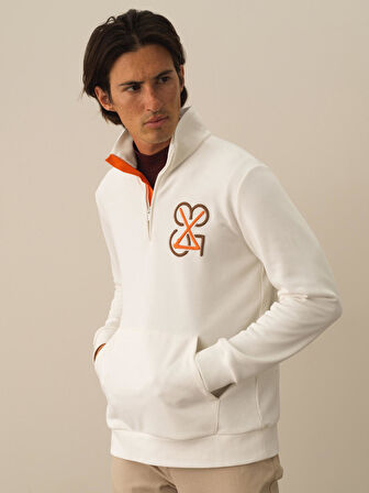 Xint Ekru Pamuk Dokulu Regular Fit Sweatshirt