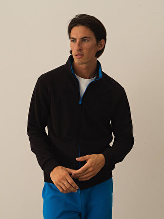 Xint Siyah Pamuk Dokulu Regular Fit Sweatmont
