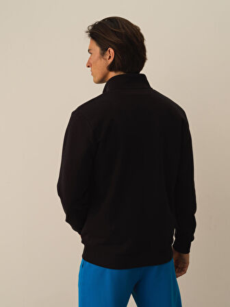 Xint Siyah Pamuk Dokulu Regular Fit Sweatmont