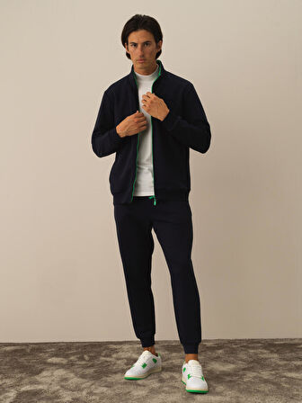 Xint Lacivert Pamuk Dokulu Regular Fit Sweatmont