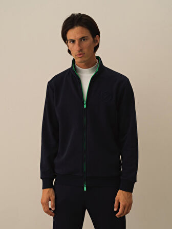 Xint Lacivert Pamuk Dokulu Regular Fit Sweatmont