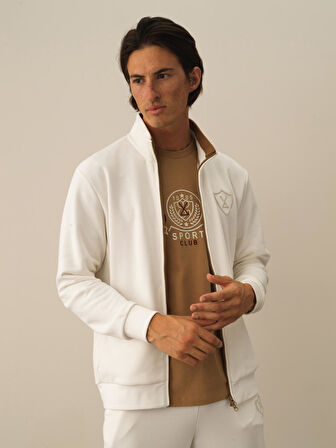 Xint Ekru Pamuk Dokulu Regular Fit Sweatmont