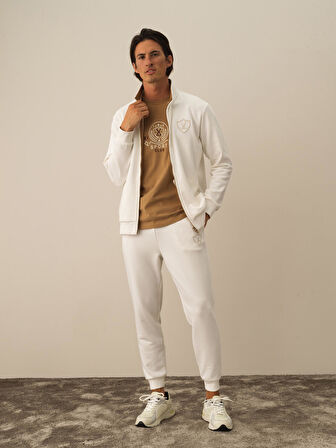 Xint Ekru Pamuk Dokulu Regular Fit Sweatmont