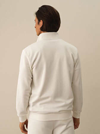 Xint Ekru Pamuk Dokulu Regular Fit Sweatmont