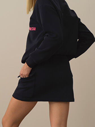 Xint Lacivert Pamuk Dokulu Regular Fit Etek