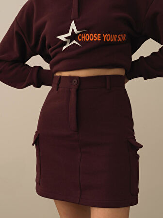 Xint Bordo Pamuk Dokulu Regular Fit Etek