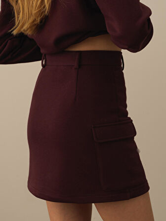 Xint Bordo Pamuk Dokulu Regular Fit Etek