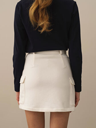 Xint Ekru Pamuk Dokulu Regular Fit Etek
