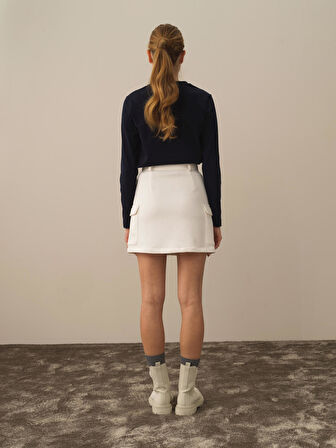 Xint Ekru Pamuk Dokulu Regular Fit Etek