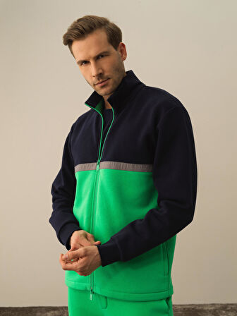 Xint Lacivert Pamuk Dokulu Regular Fit Sweatmont