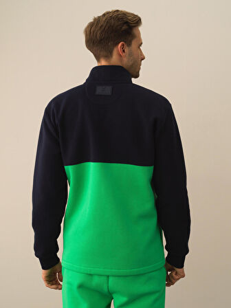 Xint Lacivert Pamuk Dokulu Regular Fit Sweatmont
