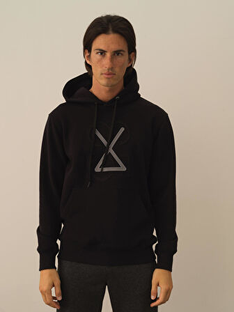Xint Siyah Pamuk Dokulu Regular Fit Sweatshirt