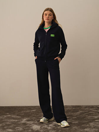 Xint Lacivert Pamuk Dokulu Oversize Sweatmont