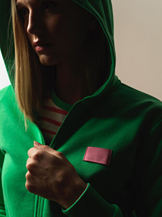 Xint Yeşil Pamuk Dokulu Oversize Sweatmont