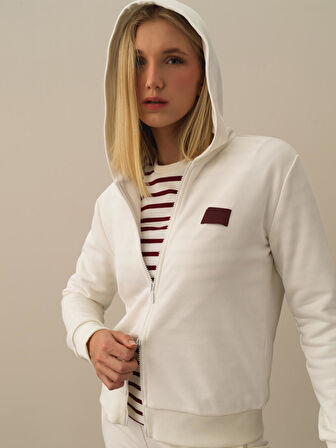 Xint Ekru Pamuk Dokulu Oversize Sweatmont