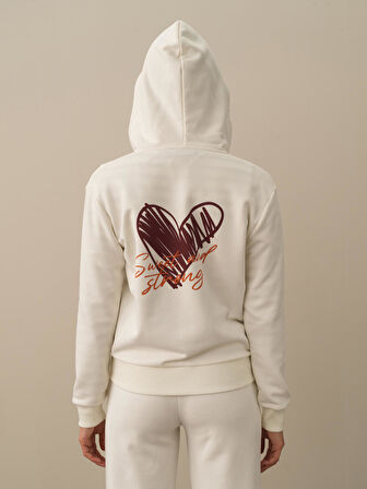 Xint Ekru Pamuk Dokulu Oversize Sweatmont