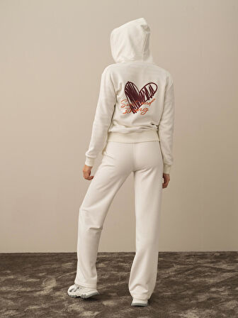 Xint Ekru Pamuk Dokulu Oversize Sweatmont