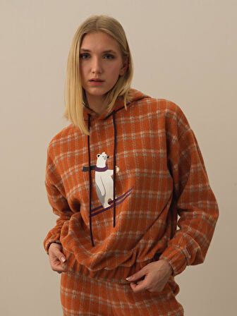 Xint Oranj Esnek Dokulu Oversize Sweatshirt