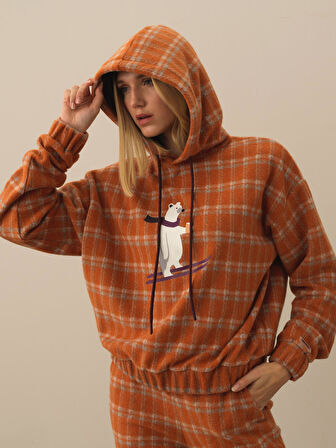 Xint Oranj Esnek Dokulu Oversize Sweatshirt