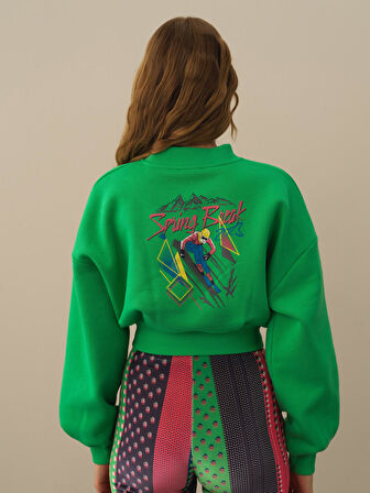 Xint Yeşil Pamuk Dokulu Regular Fit Sweatshirt